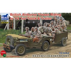 British Airborne Troops Riding In 1/4 ton Truck & Trailer  -  Bronco (1/35)