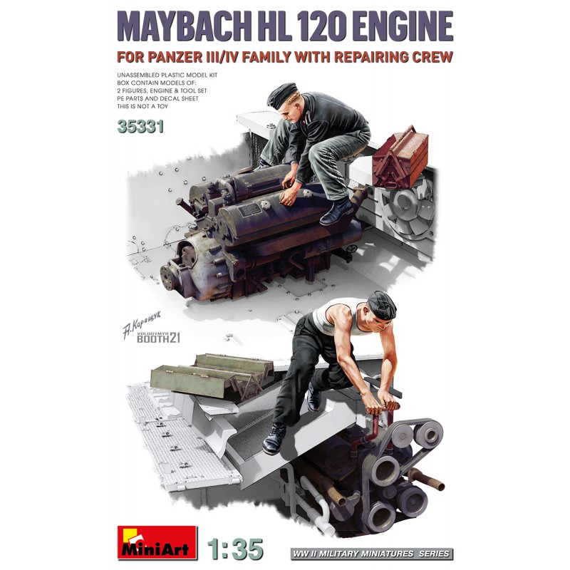 Maybach HL 120 Engine for Panzer III/IV & Repairing Crew WWII  -  MiniArt (1/35)