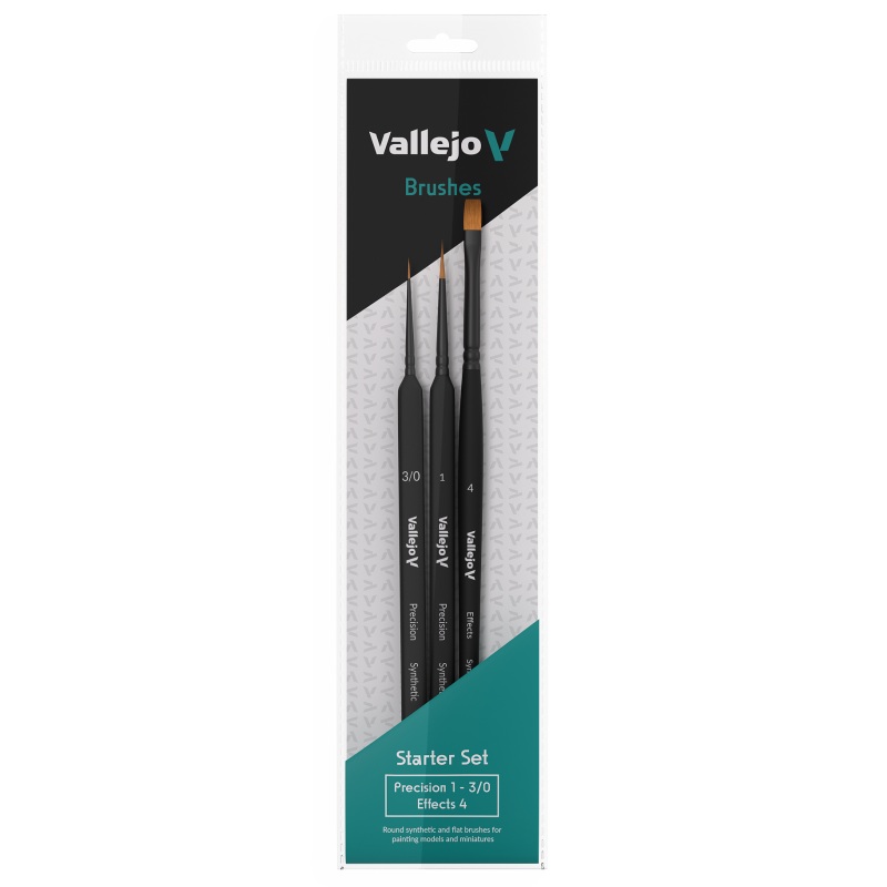 Vallejo Starter Set Brush  -  Precision No. 3/0 & 1 + Effects No. 4