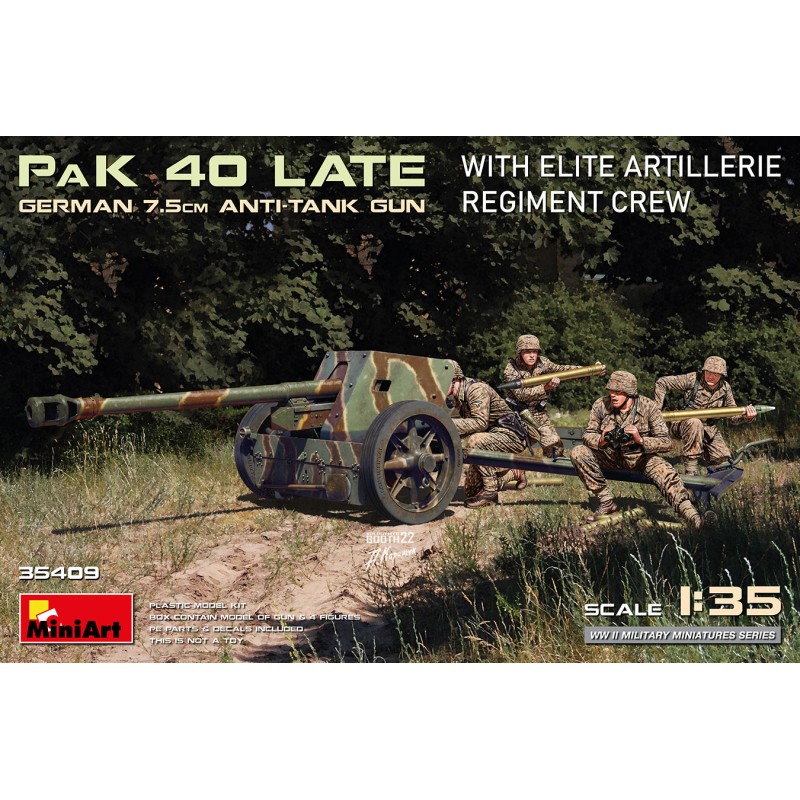 PaK 40 Late German 7.5cm Anti-Tank Gun w/ Elite Artillerie Regiment Crew  -  Miniart (1/35)