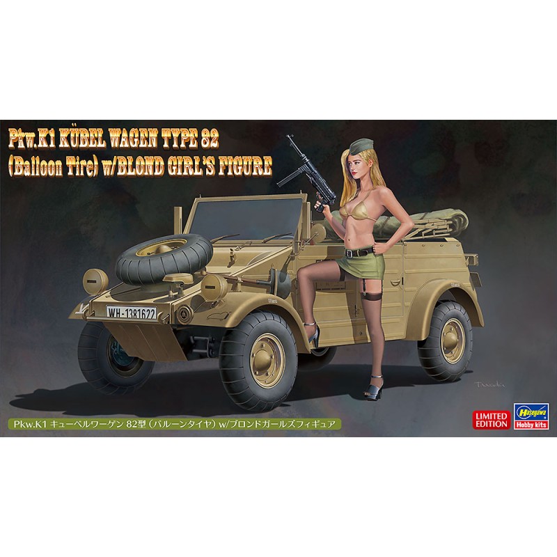 Pkw.K1 Kübelwagen Type 82 (Balloon Tire) w/Blonde Girl's Figure  -  Hasegawa (1/24)