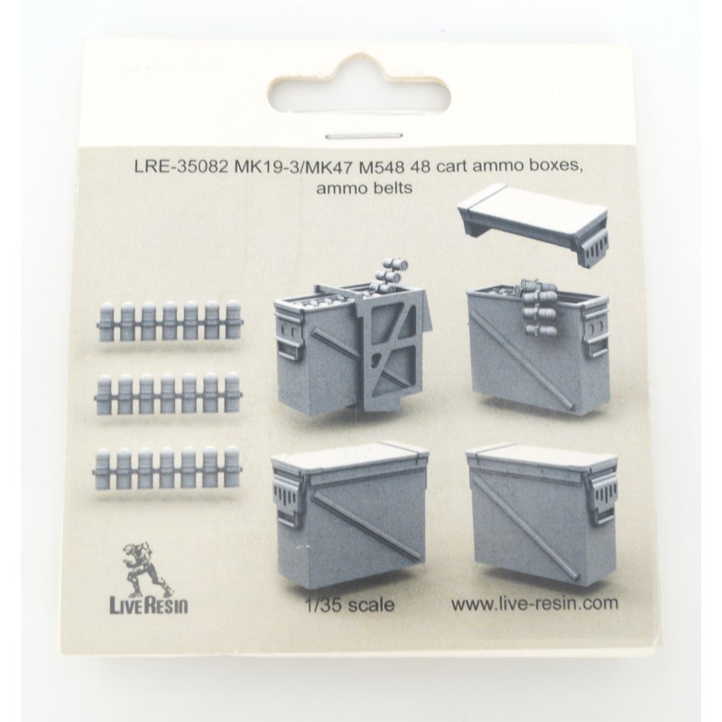 Mk19-3/Mk47 M548 48 Cart Ammo Boxes, Belts  -  Live Resin (1/35)