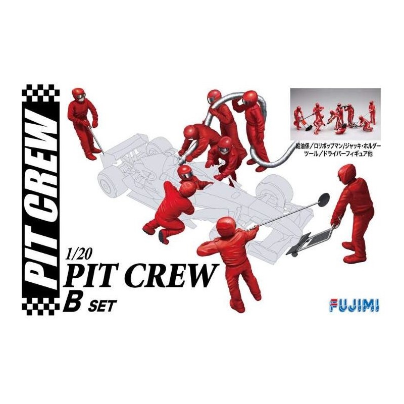 Pit Crew Set B (9 Figures + Extra Equipment)  -  Fujimi (1/20)
