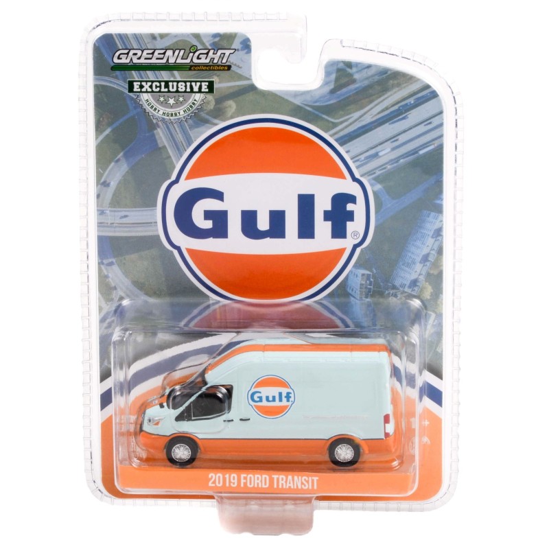[Hobby Exclusive] 2019 Ford Transit LWB High Roof (Gulf Oil) - Greenlight (1/64)