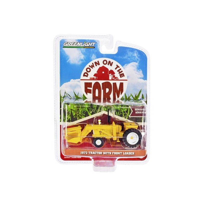 [Down on the Farm Series 6] 1972 Tractor Yellow and White with Front Loader - Greenlight (1/64)