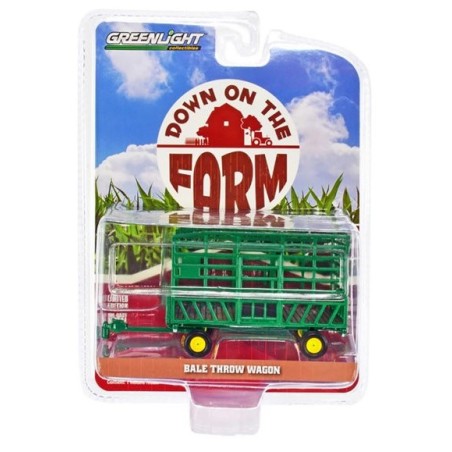 [Down on the Farm Series 6] Bale Throw Wagon (Green with Yellow) - Greenlight (1/64)