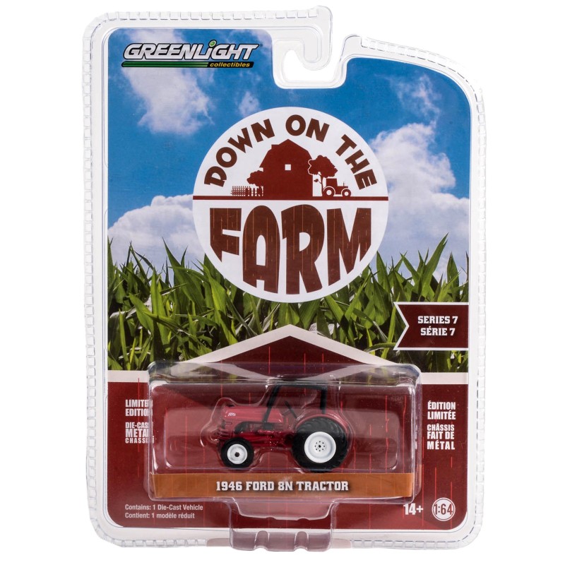 [Down on the Farm Series 7] 1946 Ford 8N Tractor Red with Black Canopy  - Greenlight (1/64)