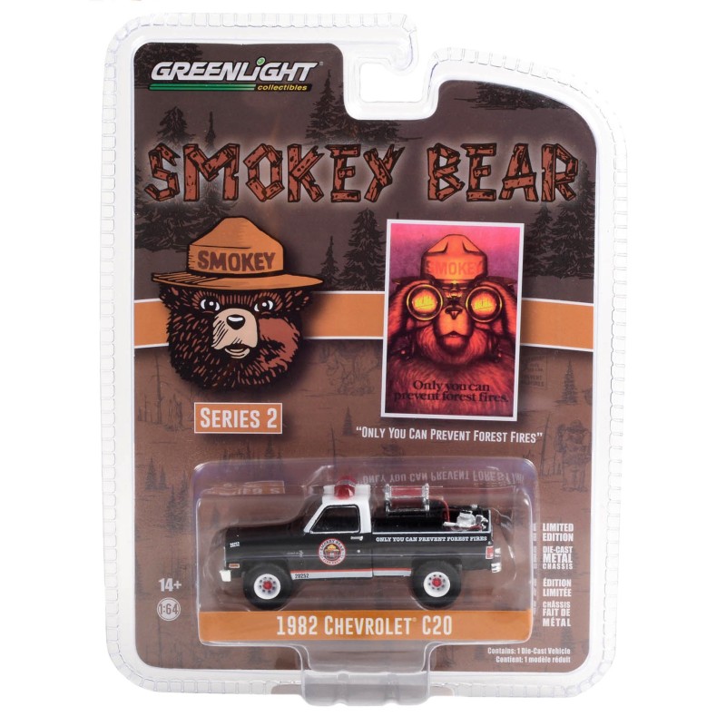 [Smokey Bear Series 2] 1982 Chevrolet C20 Custom Deluxe with Fire Equipment - Greenlight (1/64)
