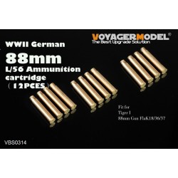 WWII German 88mm L/56 Ammunition Cartridge [Fit for Tiger I 88mm Gun FlaK 18/36/37] (12 Pcs.)  -  VoyagerModel (1/35)