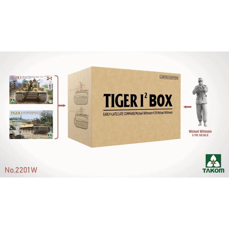 TIGER I BIG BOX 2 kits & 1:16 M. Wittmann Figure  -  Takom (1/35)