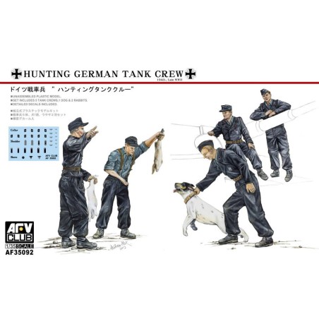 Hunting German Tank Crew-5 Figures with Dog & Rabbits  -  AFV Club (1/35)