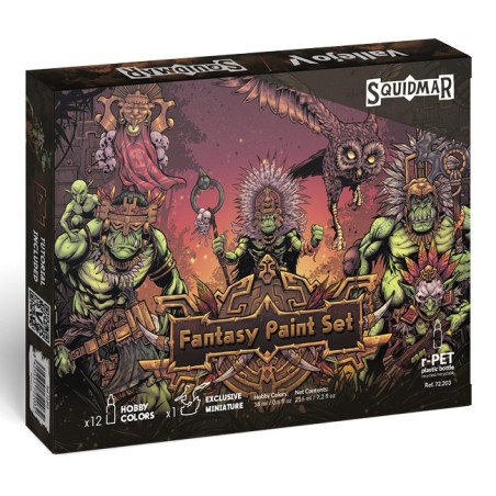 Vallejo Fantasy Paint Squidmar Colors Set (12 x 18ml) + 1 Figurine