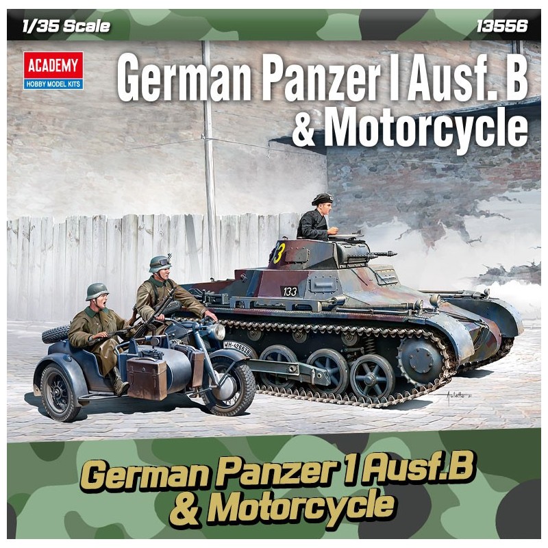 German Panzer I Ausf. B & Motorcycle  -  Academy (1/35)