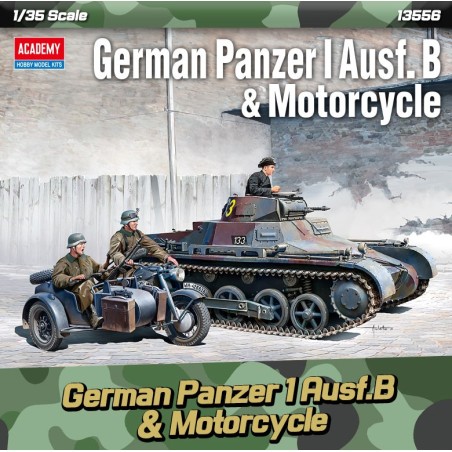 German Panzer I Ausf. B & Motorcycle  -  Academy (1/35)