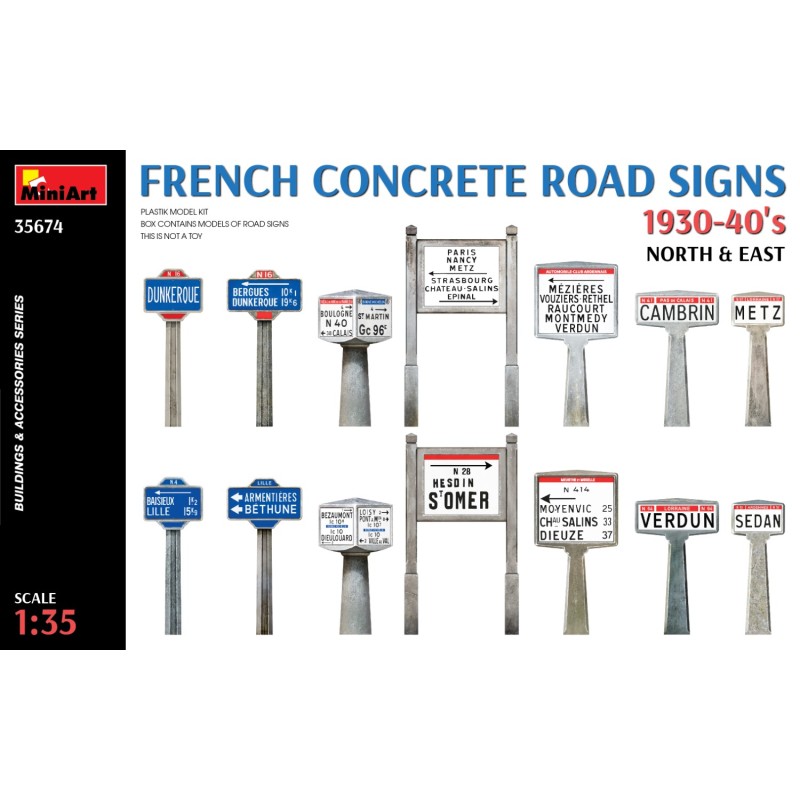 French Concrete Road Signs 1930-40’s. North & East  -  MiniArt (1/35)