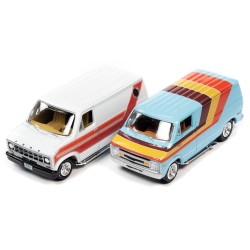 1976 Dodge Street Van + 1977 Free Wheelin Ford Van  -  Johnny Lightning (1/64)