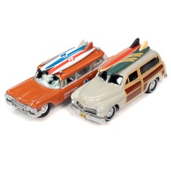 1950 Mercury Woody Wagon + 1959 Cadillac Ambulance  -  Johnny Lightning (1/64)