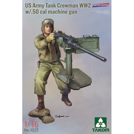US Army Tank Crewman WW2 w/.50 cal Machine Gun  -  Takom (1/16)