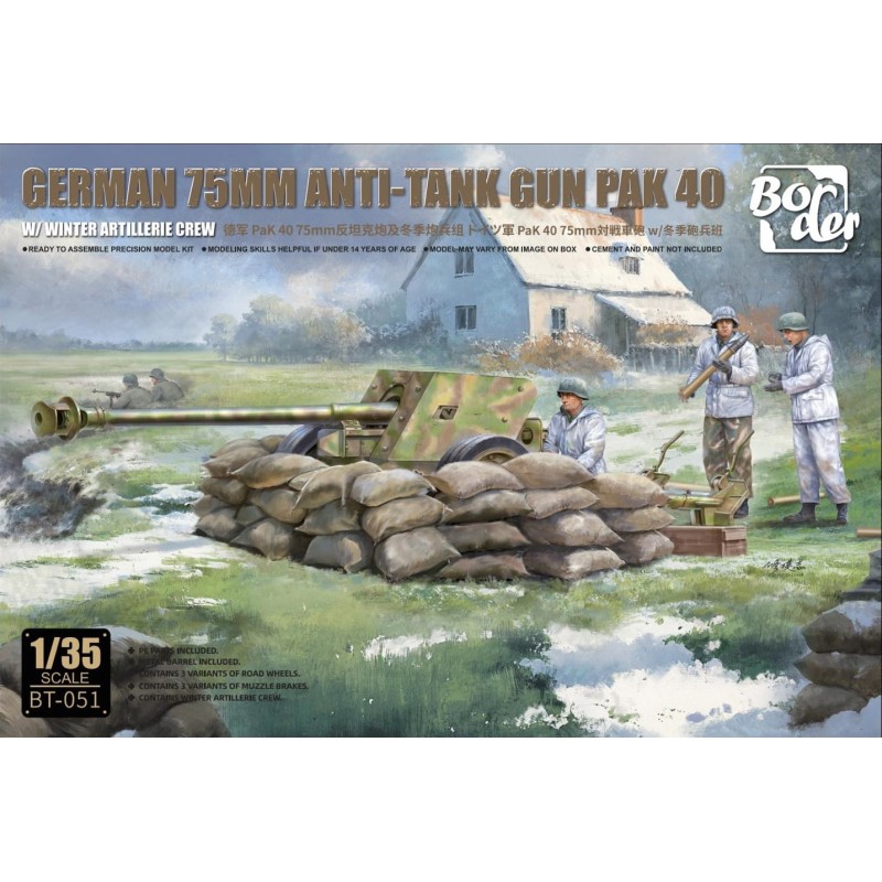 German 7.5cm Anti-Tank Gun PaK 40 w/Winter Artillery Crew  -  Border (1/35)