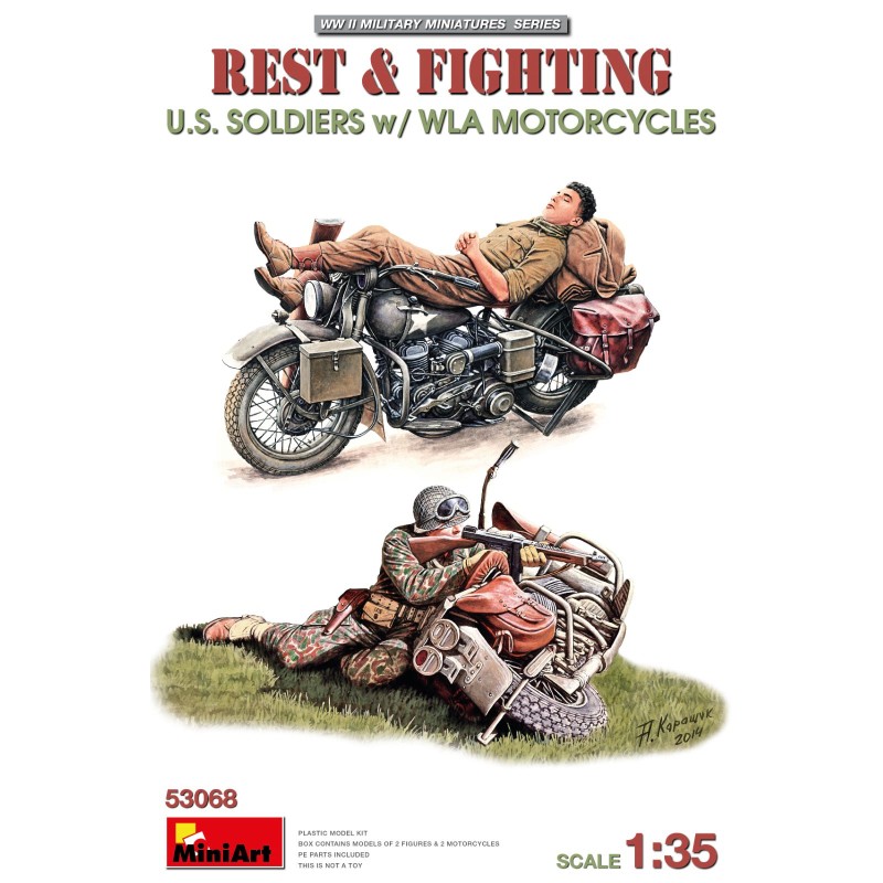 Harley-Davidson WLA Rest & Fighting U.S. Soldiers  -  MiniArt (1/35)