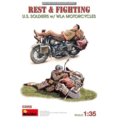 Harley-Davidson WLA Rest & Fighting U.S. Soldiers  -  MiniArt (1/35)