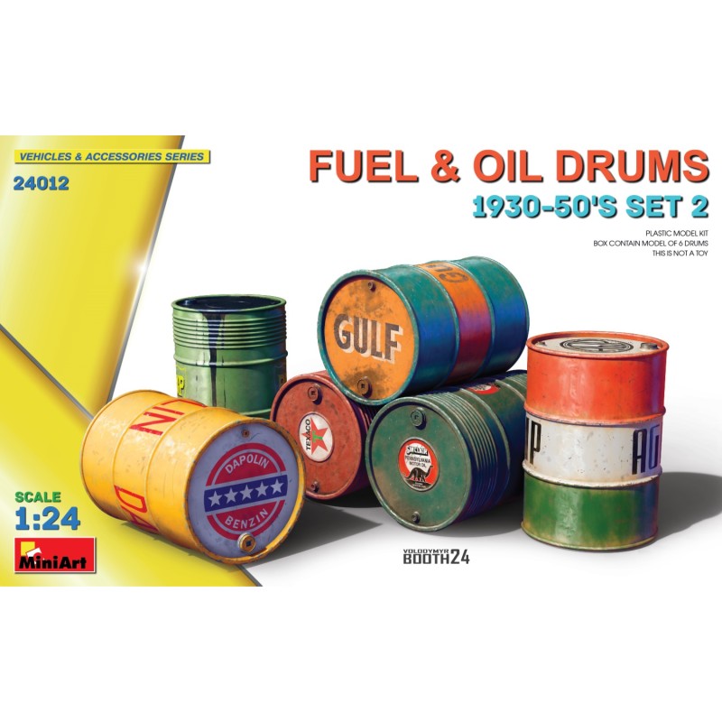 Fuel & Oil Drums 1930-50's Set 2  -  MiniArt (1/24)