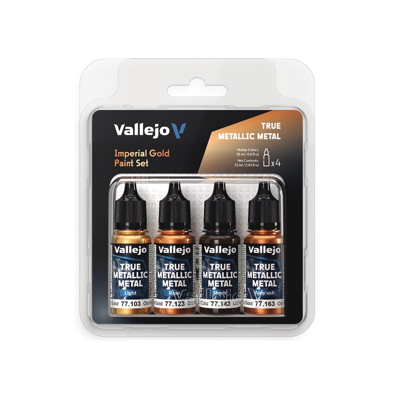 Vallejo True Metallic Metal [Imperial Gold Paint Set] 4 x 18ml