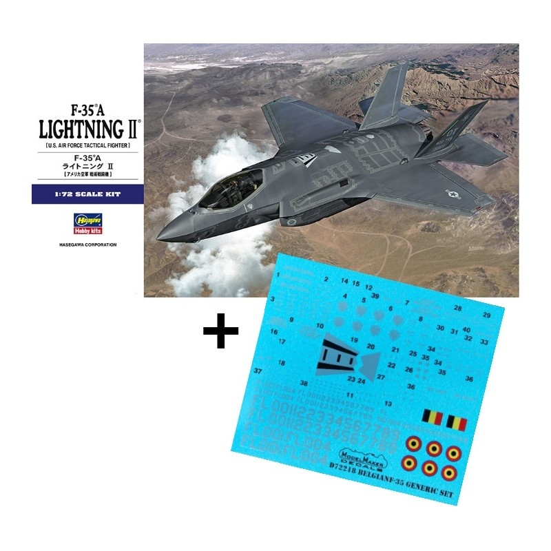 [PACK] Lockheed F-35A Lightning II - Hasegawa (1/72) + Belgian Markings Decals - Model Maker