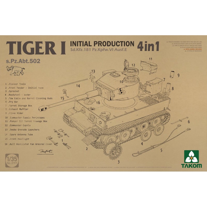 Sd.Kfz.181 Pz.Kpfw.VI Ausf.E Tiger I Initial Production 4 in 1 s.Pz.Abt.502  -  Takom (1/35)