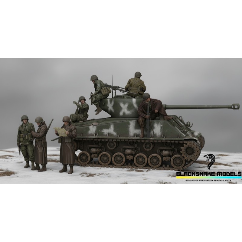 The "Screaming Eagles" in Bastogne ! (7 figures)  -  BlackSnake Model (1/35)