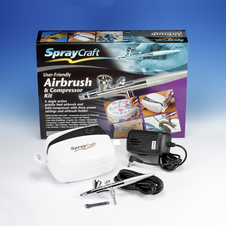 Gravity Feed Airbrush & Compressor Kit  -  SprayCraft