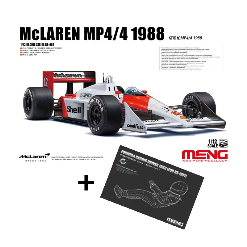 [PACK]  McLaren MP4/4 1988 + Driver Figure  -  Meng (1/12)