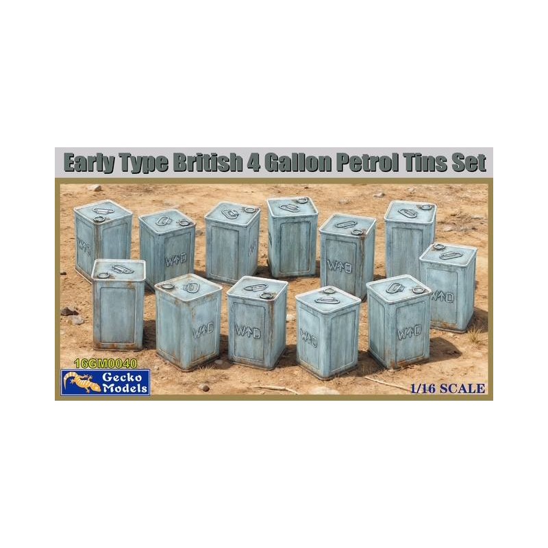 Early Type British 4 Gallon Petrol Tins Set  -  Gecko Model (1/16)