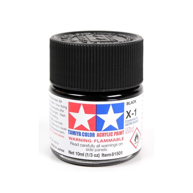 Tamiya Color Acrylic Paint Mini 10ml   [ X-1  Black ]