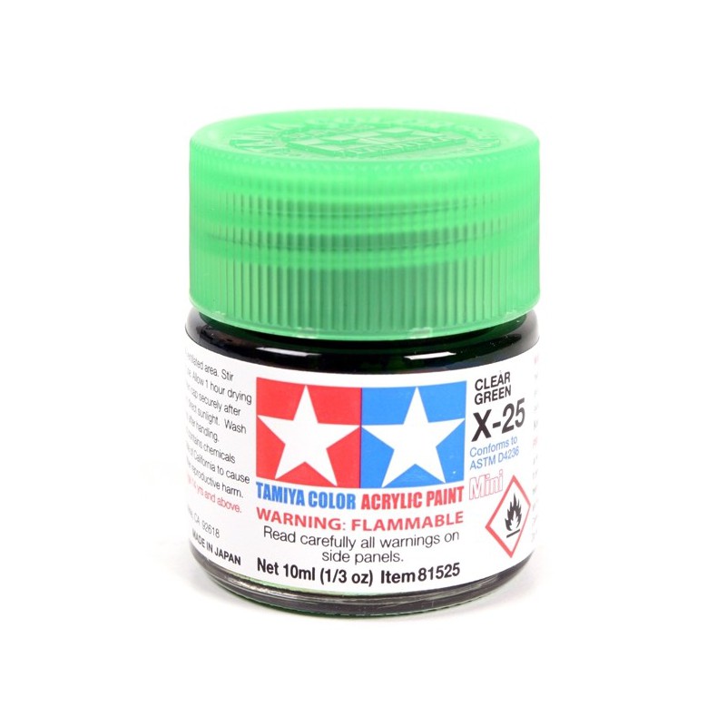 Tamiya Color Acrylic Paint Mini 10ml  -  X-25 Clear Green