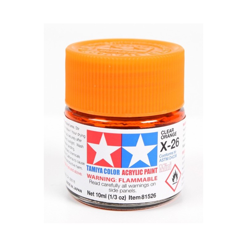 Tamiya Color Acrylic Paint Mini 10ml  -  X-26 Clear Orange