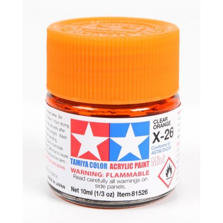 Tamiya Color Acrylic Paint Mini 10ml  -  X-26 Clear Orange