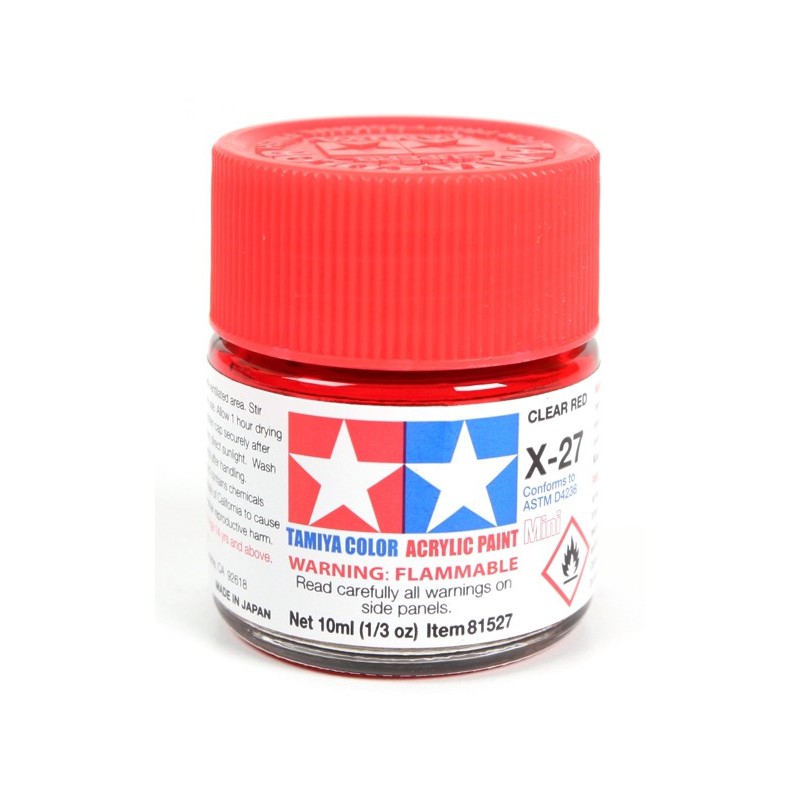 Tamiya Color Acrylic Paint Mini 10ml  -  X-27 Clear Red