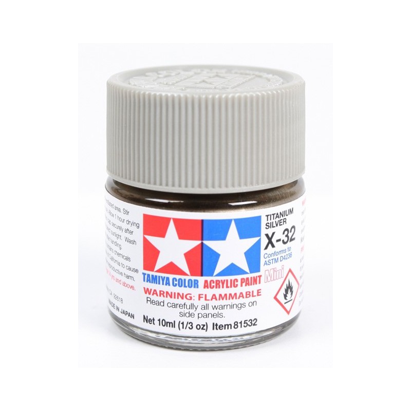 Tamiya Color Acrylic Paint Mini 10ml  -  X-32 Titan Silver