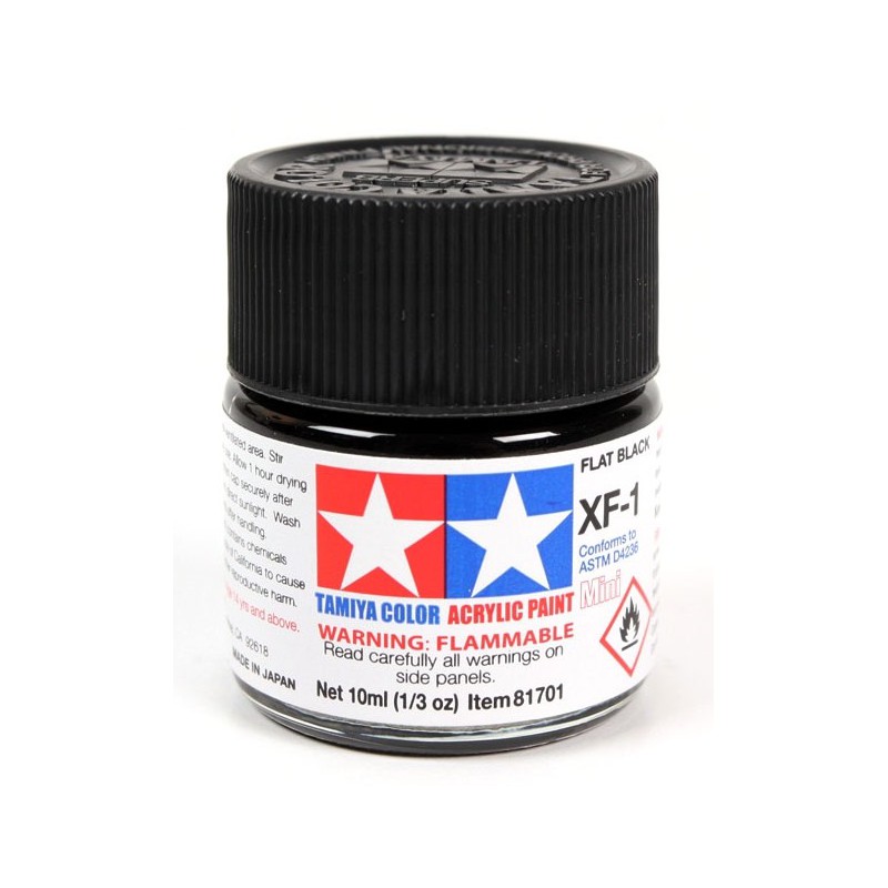 Tamiya Color Acrylic Paint Mini 10ml  -  XF-1 Flat Black