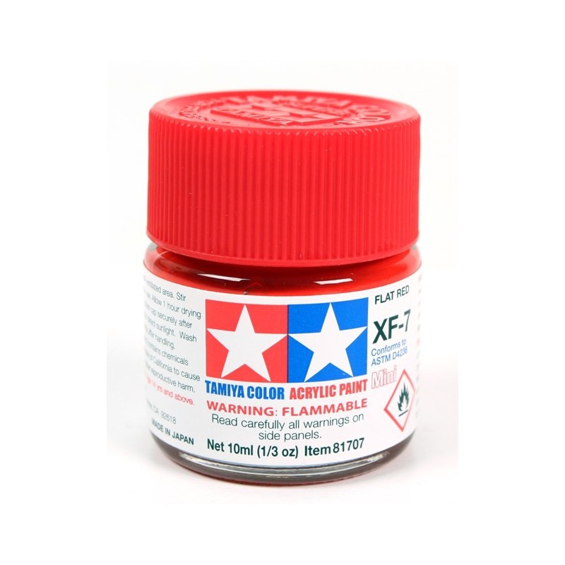 Tamiya Color Acrylic Paint Mini 10ml  -  XF-7 Flat Red