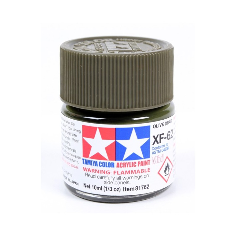 Tamiya Color Acrylic Paint Mini 10ml  -  XF-62 Olive Drab