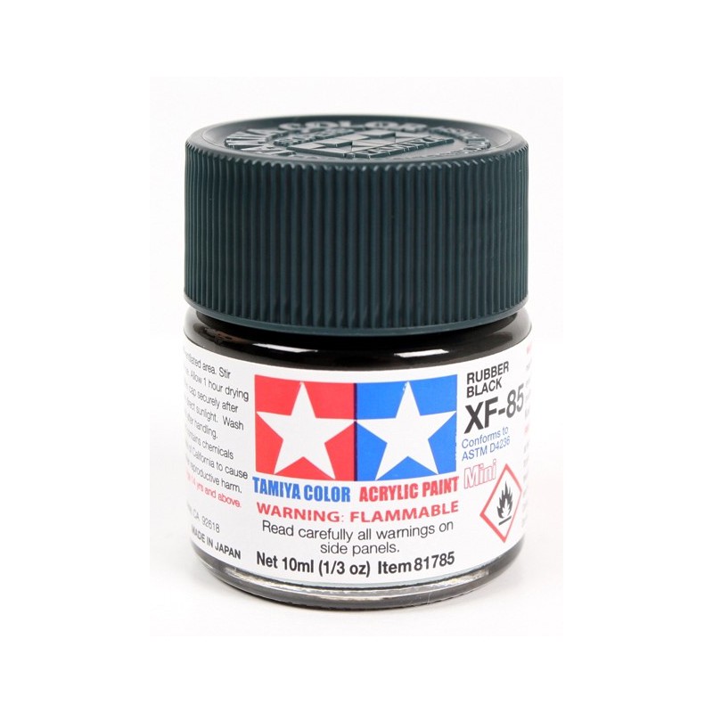 Tamiya Color Acrylic Paint Mini 10ml  -  XF-85 Rubber Black