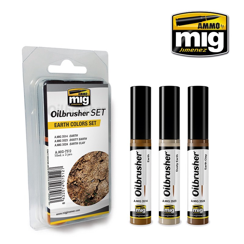 Ammo Mig Oilbrusher Set 3 Colors  -  Earth Colors