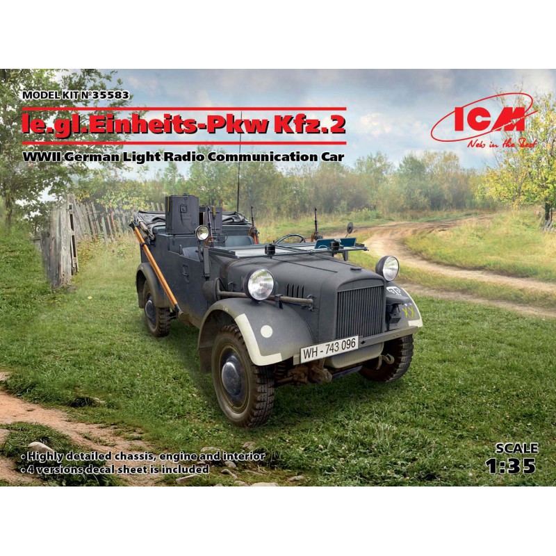 le.gl. Einheits-Pkw Kfz.2 WWII German light Radio Communication Car  -  ICM (1/35)