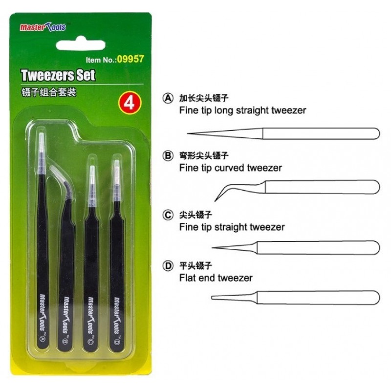 Set de 4 Pinces à Epiler - MasterTools