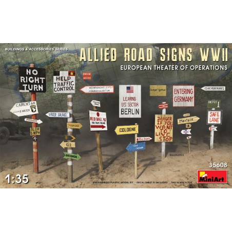 Allied Road Signs WWII European Theator of Operations  -  MiniArt (1/35)