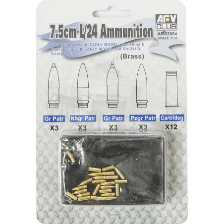7,5cm L/24 Ammunition Brass for Pz.IV  -  AFV Club (1/35)