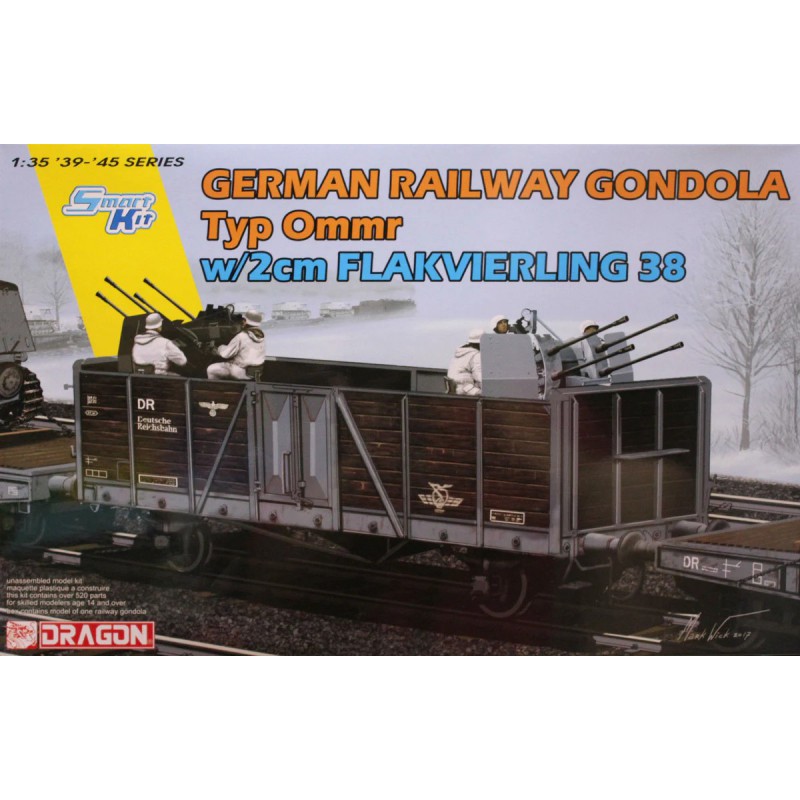 German railway Gondola Typ Ommr with 2cm Flakvierling 38  -  Dragon (1/35)