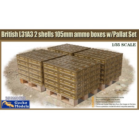 British L31A3 2 Shells 105mm Ammo Boxes with Pallat Set  -  Gecko Models (1/35)